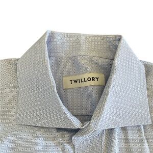 Twillory Men's Blue Patterned Button Down Dress Shirt 16 34/35